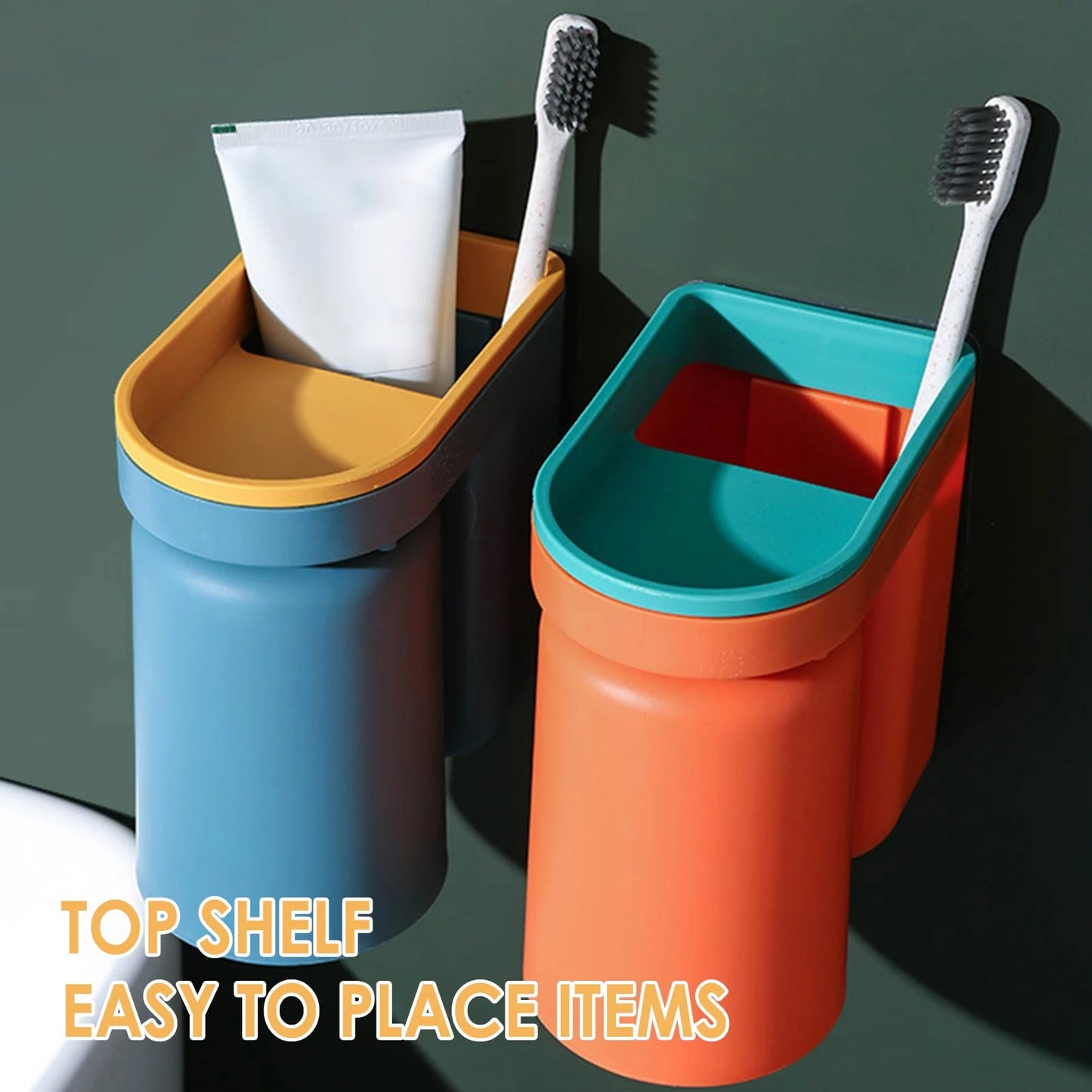 Wall mounted toothbrush holder