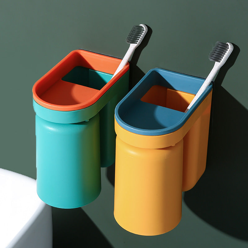 Wall mounted toothbrush holder