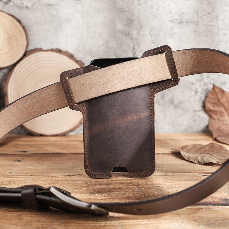 Men Leather Phone Holster Universal Case Waist Bag Purse with Belt Hole