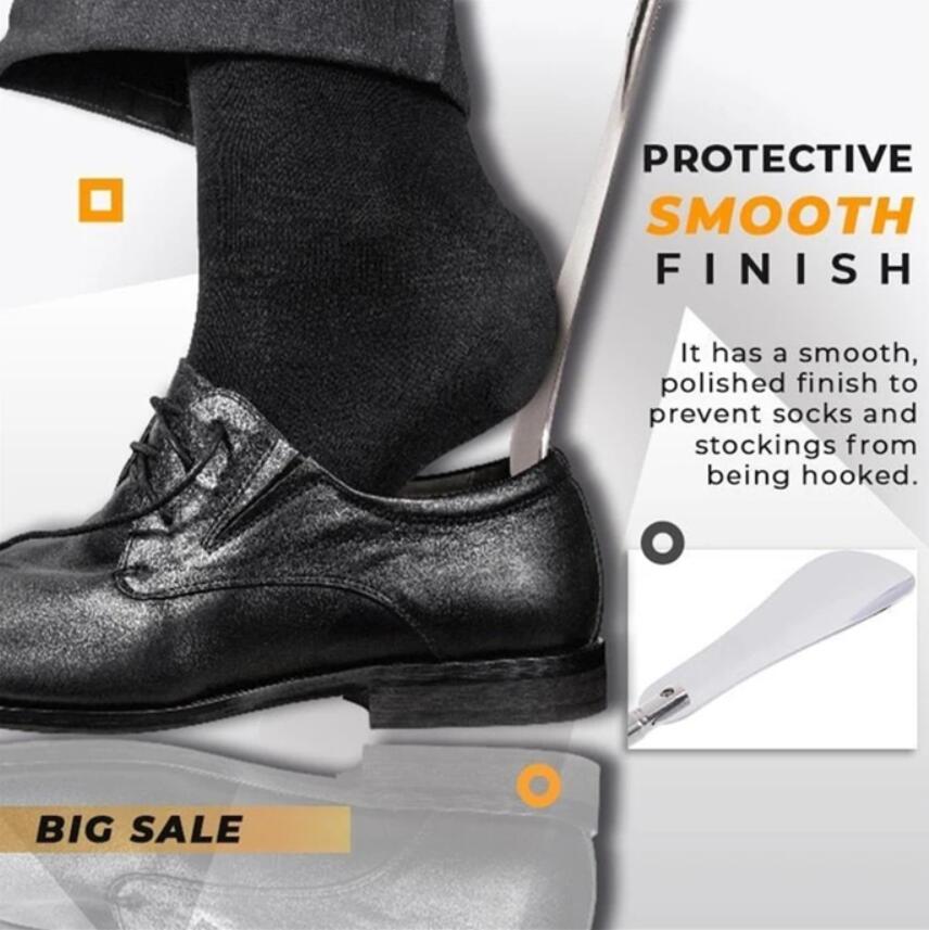 Stainless steel retractable shoehorn