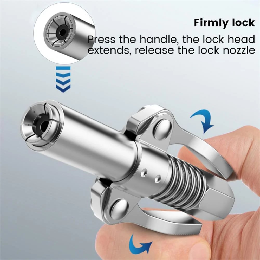 🎁2024 New Year Hot Sale🎁Strong Lock on Grease Couplers with Spring Flex Hose