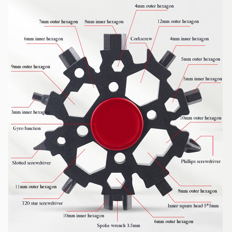 23-in-1 Fidget Spinner Snowflake Multitool